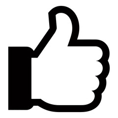Fototapeta premium Simple black and white thumbs up icon silhouette