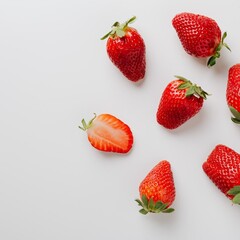 fresh strawberries isolated  on a white background, space for text, copy space