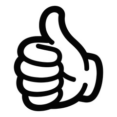 Simple black outline thumbs up gesture silhouette on a white background