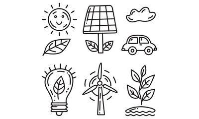 Eco Solar Energy Icons
