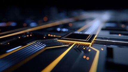 Abstract Glowing Circuit Board Technology