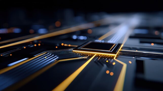 Abstract Glowing Circuit Board Technology