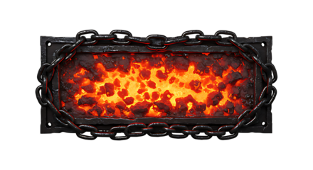 Halloween metal nameplate with chain frame and glowing ember effect