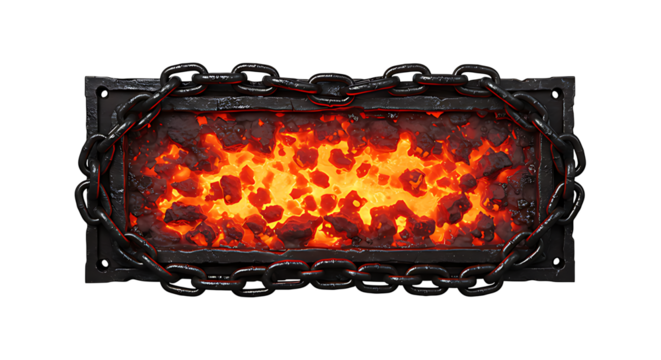 Halloween metal nameplate with chain frame and glowing ember effect