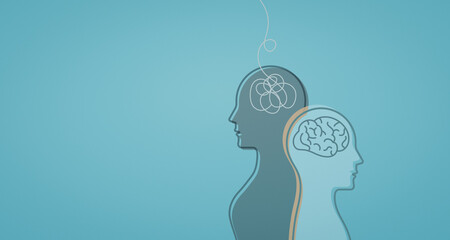 Emotional Chaos and Rational Thinking, Mental health and psychology, Conceptual illustration...