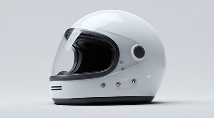 White motorcycle helmet, side view.  Glossy surface