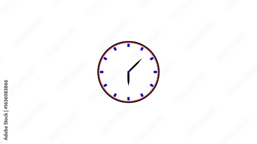 Poster simple analog clock face with black hands indicating almost twelve oclock on a white background