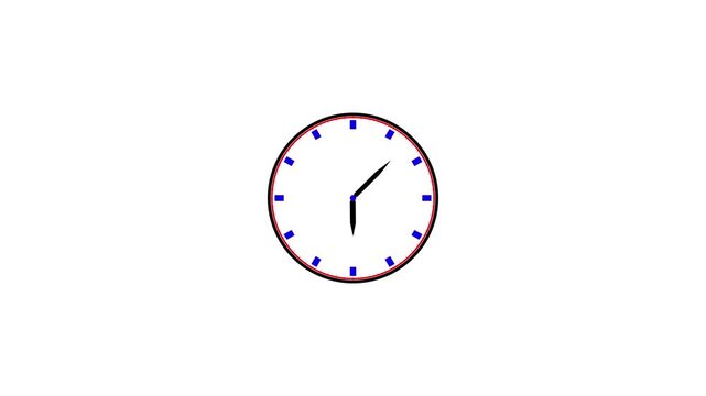 Simple analog clock face with black hands indicating almost twelve oclock on a white background