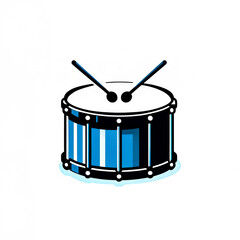 Vector illustration of timpani drum with drumsticks on white background