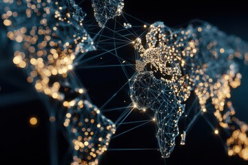 Digital map of the world with global network connections, internet and connectivity concept