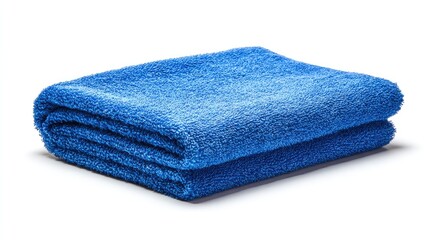 Folded blue terrycloth towel