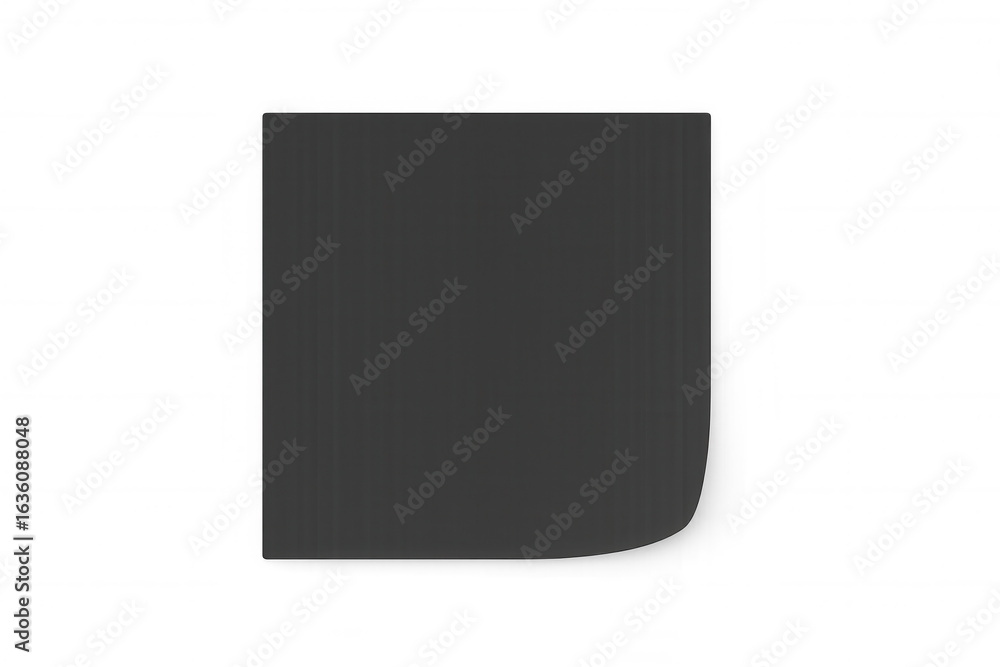 Poster black square sticker with a curved corner on a transparent background, creating a simple yet effecti