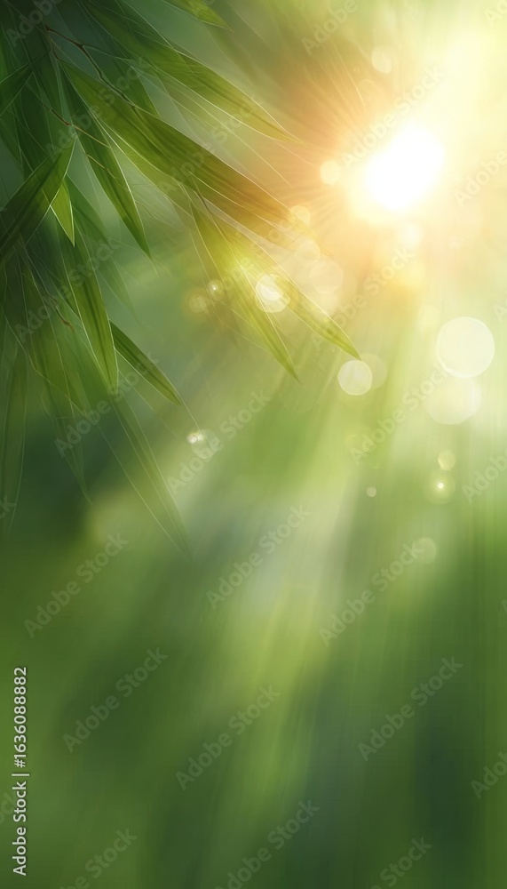 Aufkleber natural green abstract background with bokeh effect and soft sunlight for relaxation and serenity