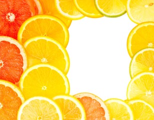 Colorful citrus slices arranged in a frame