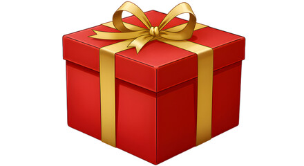 Obraz premium Classic Red Gift Box with Gold Ribbon on Black