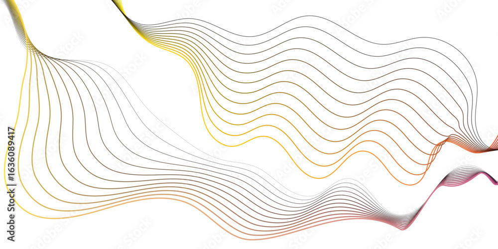 Poster Modern curved lines with gradient Colorful Wavy Lines Forming  Dynamic and Vibrant Digital Pattern Simple and dynamic design.