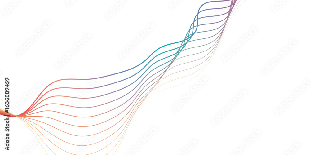 Poster modern curved lines with gradient colorful wavy lines forming dynamic and vibrant digital pattern si