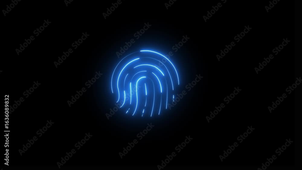 Poster the design combines a biometric fingerprint symbol with a shield or lock element, representing secur