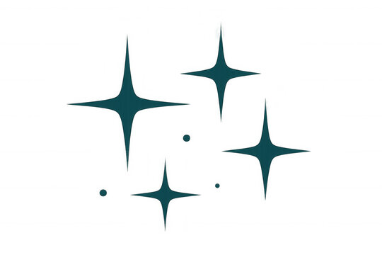 Teal stars and small circles sparkling vividly against transparent backdrop, generating luminous abstract pattern