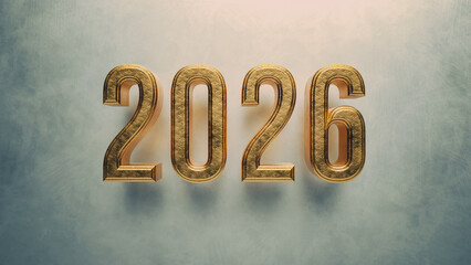 Jahr 2026 Text Schrift 3D Buchstaben Typografie Neujahr