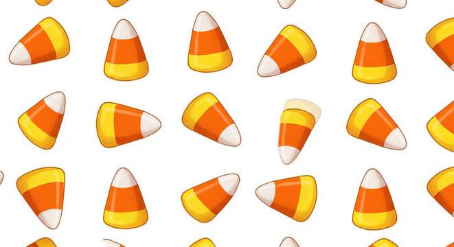 Colorful candy corn pattern suitable for festive autumn designs and Halloween decorations, National Candy Corn Day concept