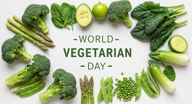 Celebrating World Vegetarian Day with fresh produce and vibrant greens