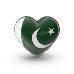 Heart-shaped emblem with the flag of Pakistan on a keyring.