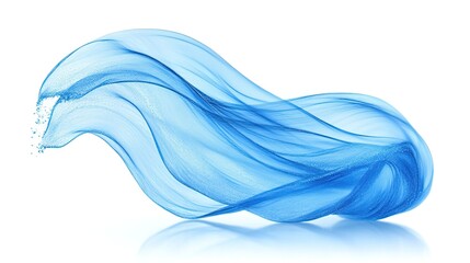 Abstract Blue Wave on White Background for Design and Visual Projects 