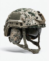 Tactical helmet with camouflage pattern and visor