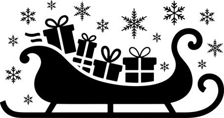 Naklejka premium Christmas Gift Sleigh Vector Art