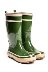 Pair of green rain boots