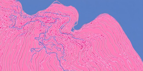 Abstract topographic map with rivers and contours