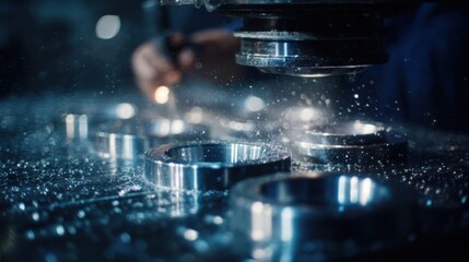 A closeup on stainless components being postprocessed showing technicians using polishing tools to enhance the finish and inspect for quality before packaging for shipping.