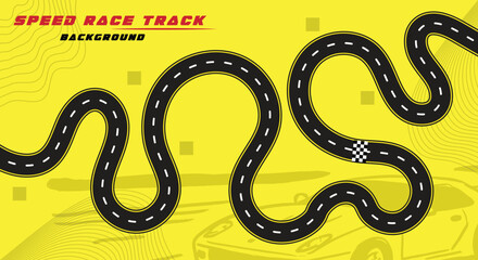 Obraz premium Creative vector illusion of race track isolated on yellow background