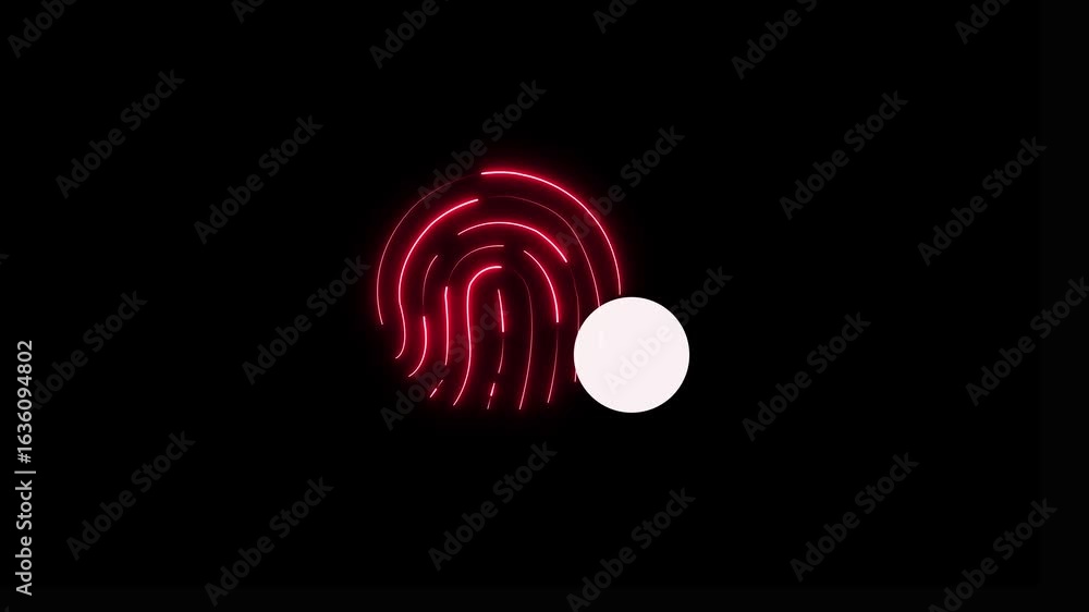 Poster neon fingerprint icon with checkmark symbol . finger print is not successfully matched. secure acces