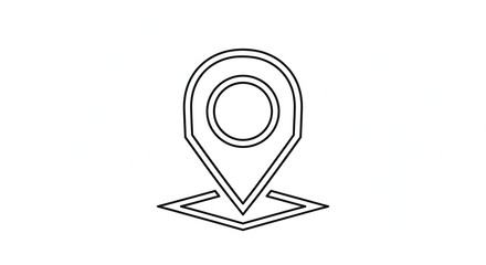 A simple line drawing of a location pin with a square base on a plain white background image view ai generated