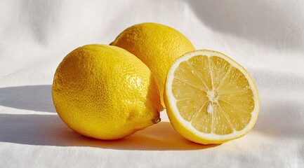 Lemons on a white cloth