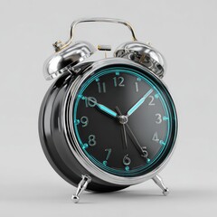Black alarm clock with teal accents