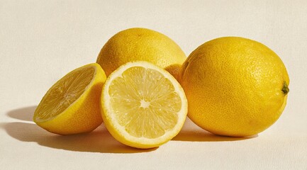 Lemons arranged on a light beige surface