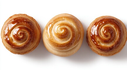 Three artisanal rolls, top view