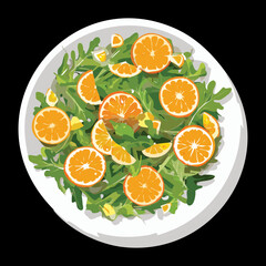 Healthy Orange Salad with Rocket Leaves - Vector Illustration