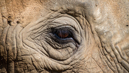 Obraz premium Majestic Elephant Eye with Deep Wrinkles and Textured Skin Close-Up