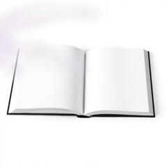 Open blank book with white pages and black cover isolated on white background book mockup Ultra realistic Photorealistic 