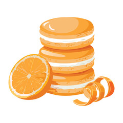  Stack of Orange Macaron Slices with a Peel - Vector Illustration