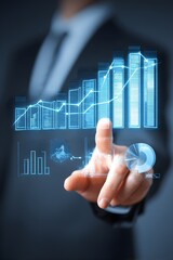 business innovation hub with virtual charts of taxation trends