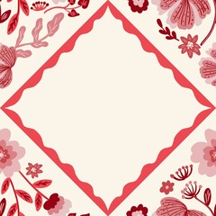 Autum Winter Pattern Background Illustration For Cover, Banner, Notes. Fall Winter Aesthetic Background.  Plant And Flower Pattern Background.