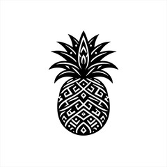 Obraz premium Stylized black and white pineapple silhouette with intricate pattern