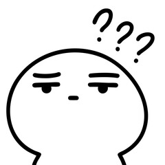 Confused face with raised eyebrow and question marks, expression of doubt, skepticism, misunderstanding and puzzlement