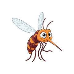 mosquito cartoon character on white background 