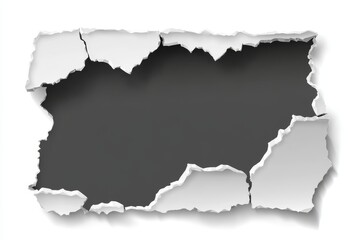 Fototapeta premium Creative Background Featuring a Torn Hole in White Paper with Torn Edges and Shadow Effect